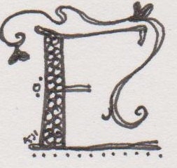 Hand-drawn capital letter E for papercrafting or framing, ink on paper