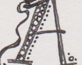 Hand-drawn capital letter A for papercrafting or framing, ink on paper