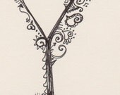 Hand-drawn capital Y for papercrafting or framing, ink on paper