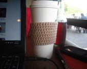 Coffee Cup Sleeve Reusable Cotton in Tan
