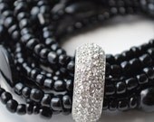 Bracelet--Upcycled Bling and Seed Beads--Girl's Night Out