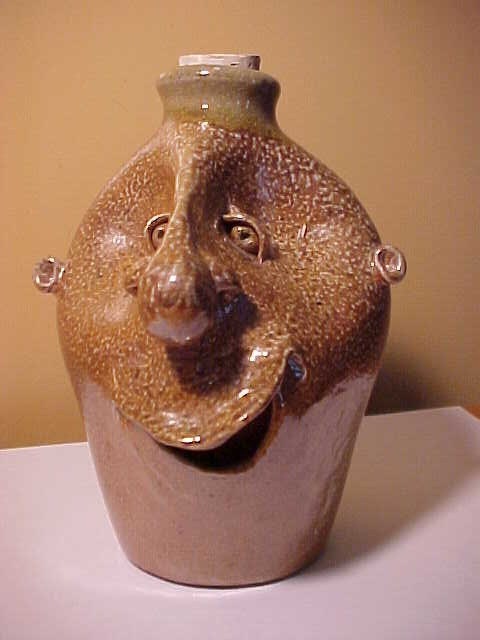 whimsical american folk art pottery cute ugly face jug