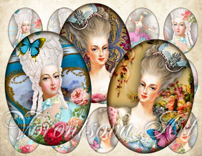 Marie Antoinette Oval images. Let Them Eat Cake. 30 x 40 mm Printable digital download. Paris charm pendant, glass pendants, collage. 814