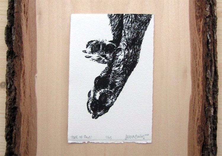 Dog Print - Gocco Screenprint - Limited Edition - Pair of Paws