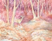 Autumn Doe, Open Edition Print, Matted in Beige, 8 x 10