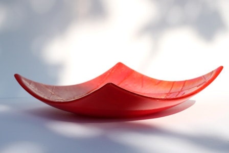 Fused Glass Plate - Chopstix Tomato Red