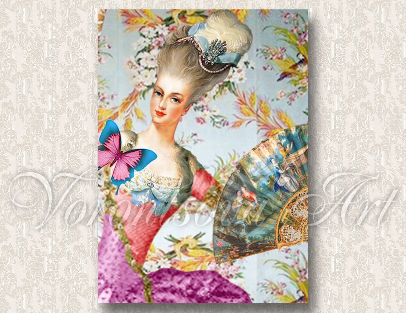 Marie Antoinette Party. Digital Collage Sheet. Personal & Commercial Use for paper, invitations, gift tags 048