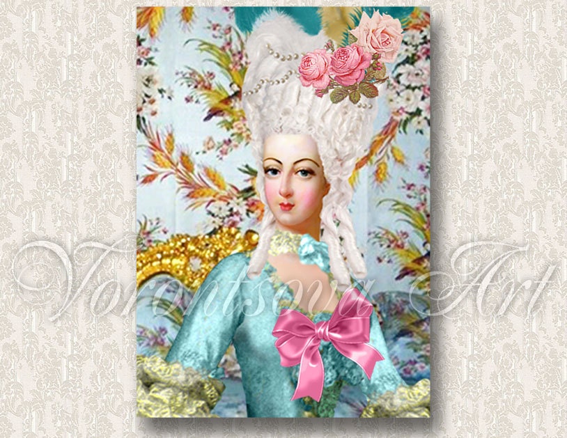 Princess MARIE ANTOINETTE Rose Garden. Large Digital Collage image. 044