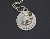 Claddagh Necklace - Irish Jewelry -  Hand Stamped Sterling Silver  Personalized Necklace