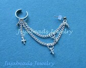 Mini Bright Silver Crosses Ear Cuff