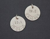 Runner Double Stack Charm  - Runner Jewelry   -  One Sterling Silver Marathon, Half Marathon, Triathlon Charm