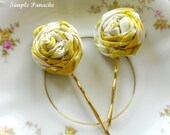 2 Shabby Chic Rosette Hair Bobby Pins