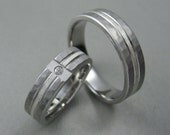 Wedding Ring Set Hammered Titanium Diamond