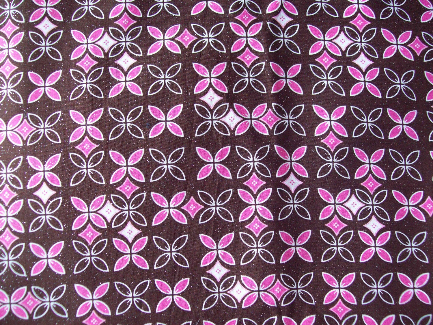 Pink and Brown sparkly cotton fabric 1 and 1/2 yards piece