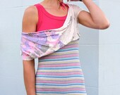 Upcycled Pink Lilac T-Shirt Dress Stripey Splatter Print                    Made in England UK