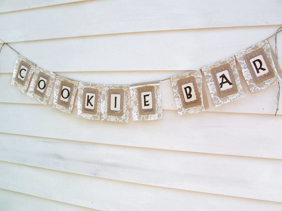 Lace Burlap COOKIE BAR Banner, Custom Colors Available