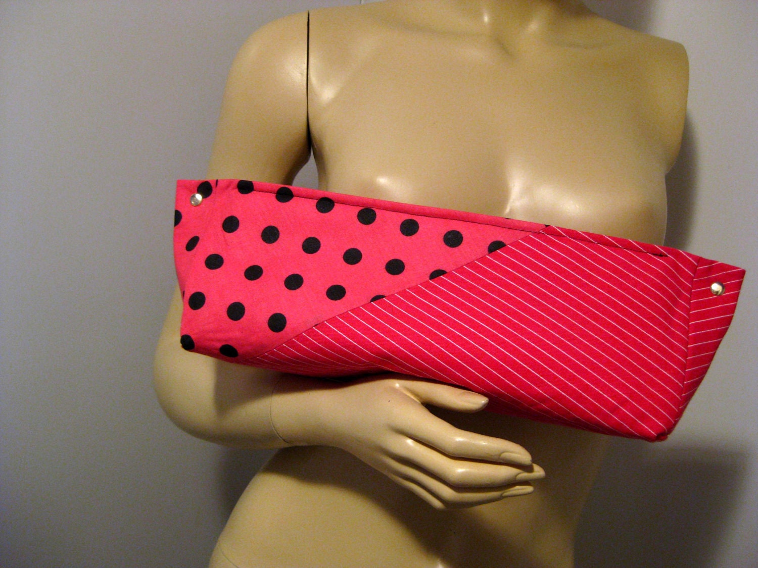 Upcycled Polka Dots and Stripes "A" Clutch