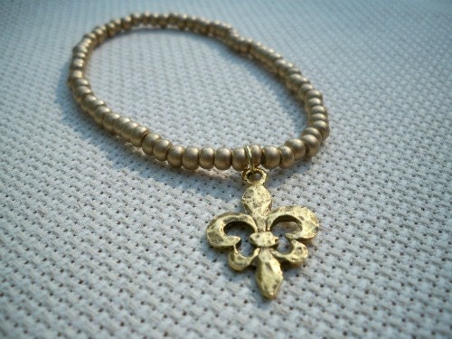 Silk Gold Fleur De Lis Charm Bracelet