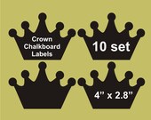 Crown chalkboard labels 10 set, 4" x 2.8" , blackboard labels, personalized labels