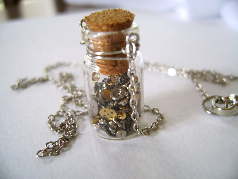 Time Capsule - Miniature. Time Machine Loose Parts. vial necklace