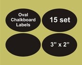 Oval chalkboard labels 15 set, 3" x 2", blackboard labels, personalized labels
