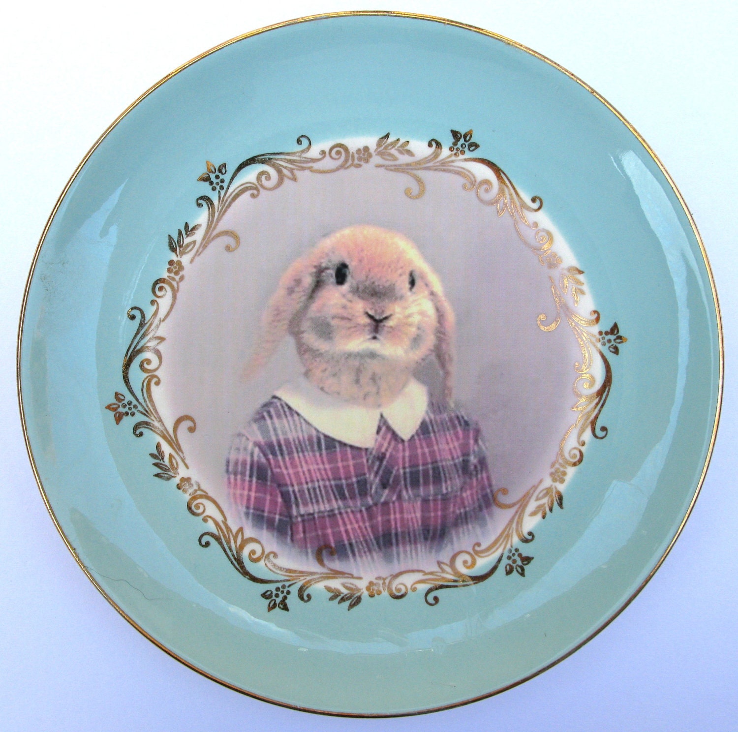 Loppy Sue Portrait Plate  - Altered Vintage Plate