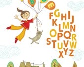 Flying In The Sky 8 x 10 Alphabet Art Print