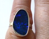 Deep Azure Blue Opal Ring
