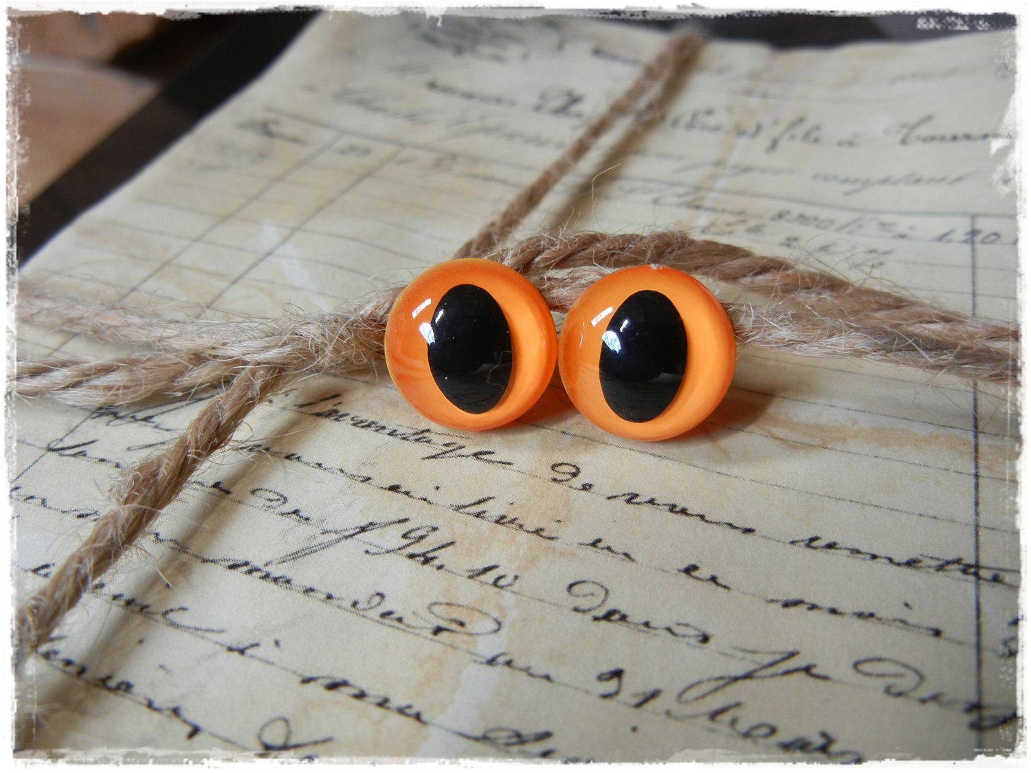 15mm L.S. Orange Cat Safety Eyes for Plush Stuffed Animals 10 Pieces