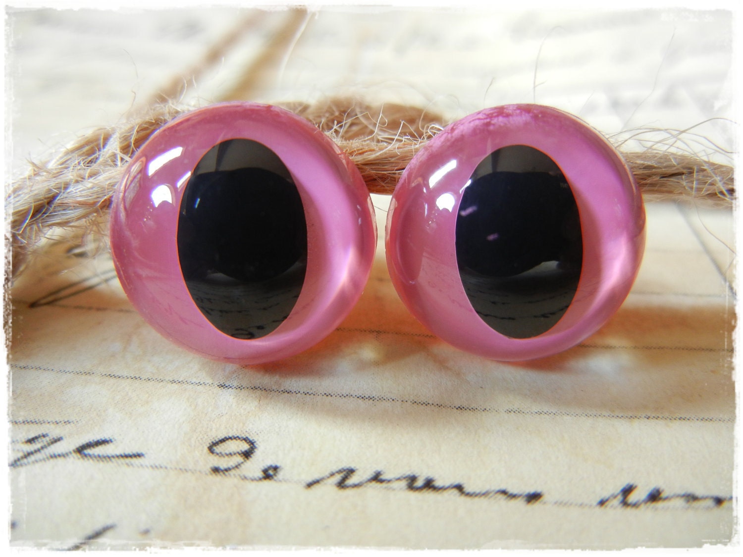 15mm Pink Cat Safety Eyes for Plush Stuffed Animals 10 Pieces