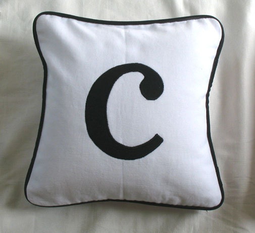 Monogram pillows  Custom Made-12 inch cushion cover with insert - letter, color can be changed