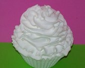 One Fake Faux Vanilla Standard Size Cupcake for Shabby Chic Decor, Tea, Birthday Party, Toppers, Wrappers, Home Staging, Photo Props Holders