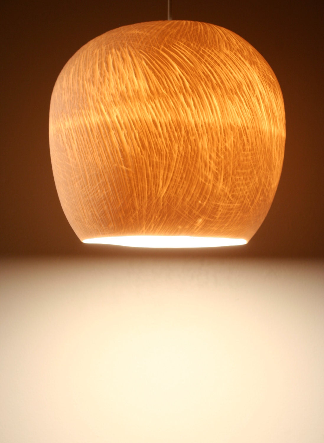 Pendant Lamp: 8" Carved Porcelain