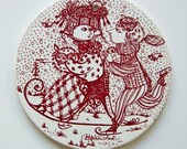 Danish Bjorn Wiinblad plate - collectors item - January in RED