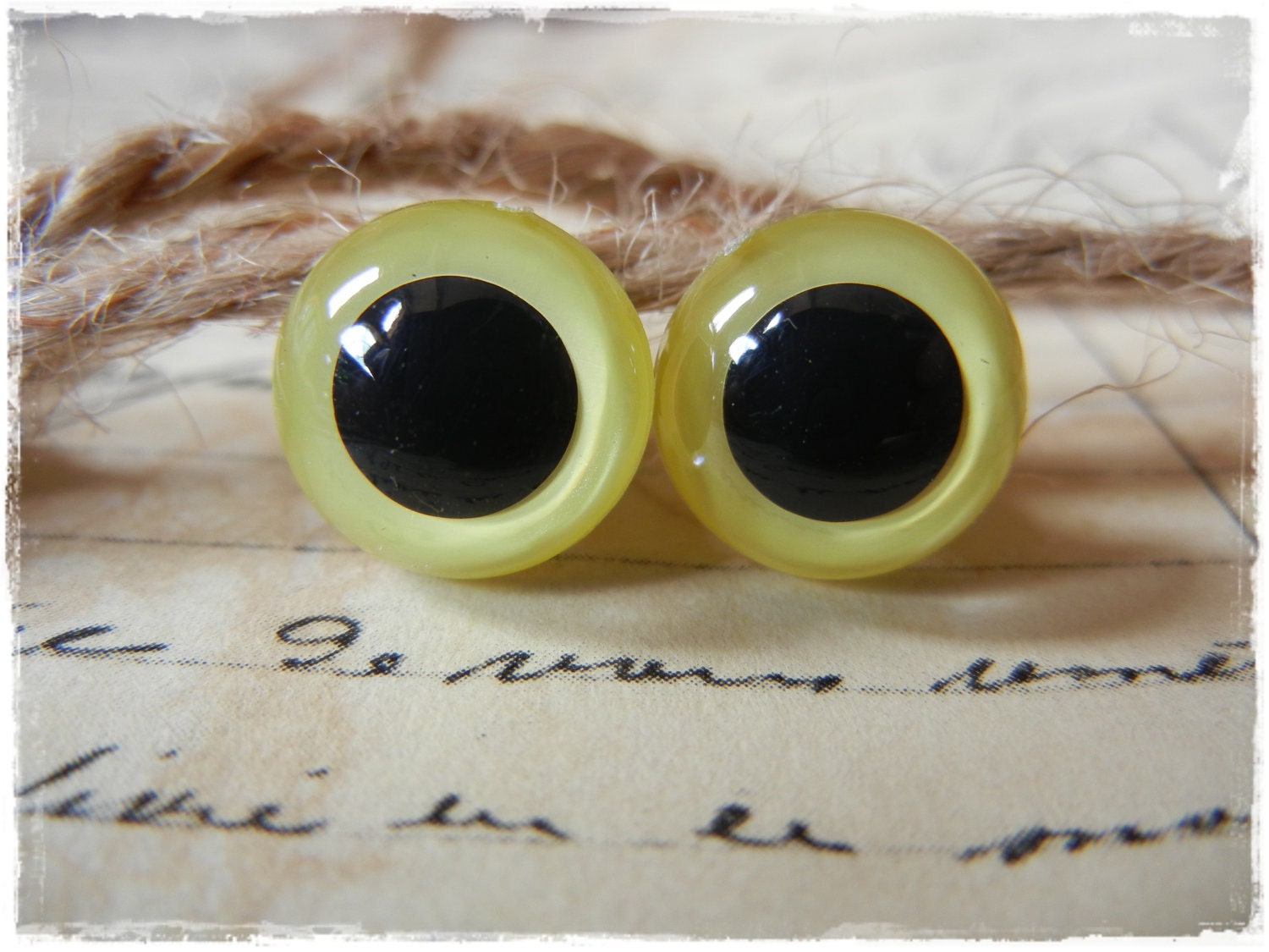 12mm Yellow Pearl Animal Safety Eyes for Plush Stuffed Animals 10 Pieces