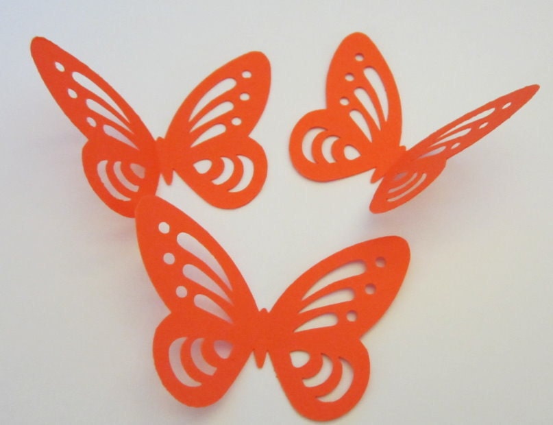 GRIFFIN 30 Orange Detailed Butterfly Punchies Paper Piecing Embellishments