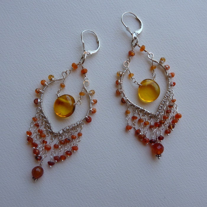 Burning - Fire Opal Tribal Earrings