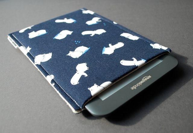 Kindle Cover / Nook Case Sleeve Cozy / NookColor / Kobo / Touch / Sony / Galaxy Tab - eReader TECHEE SLEEVE - Hippos Dark Navy