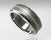 Men's Wedding Band Titanium Silver Swirl