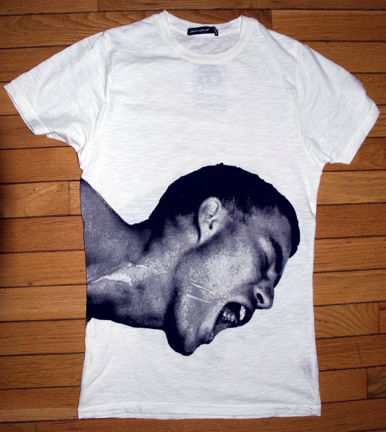 White tee with red or black silkscreen image on the front and back SIZE XS