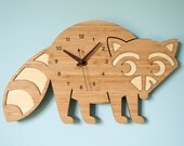 Raccoon Bamboo Wall Clock