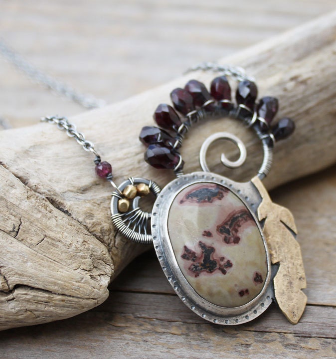 Feathered Roots - Sterling Silver and Brass Necklace