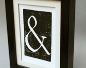Ampersand Typography Block Print - Black and White - 5 x 7 Inches