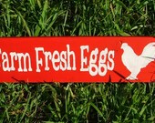 Farm Fresh Eggs Wooden Sign (Cherry Red)