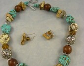 Turquoise Magnesite Necklace Chunky Tan Jasper
