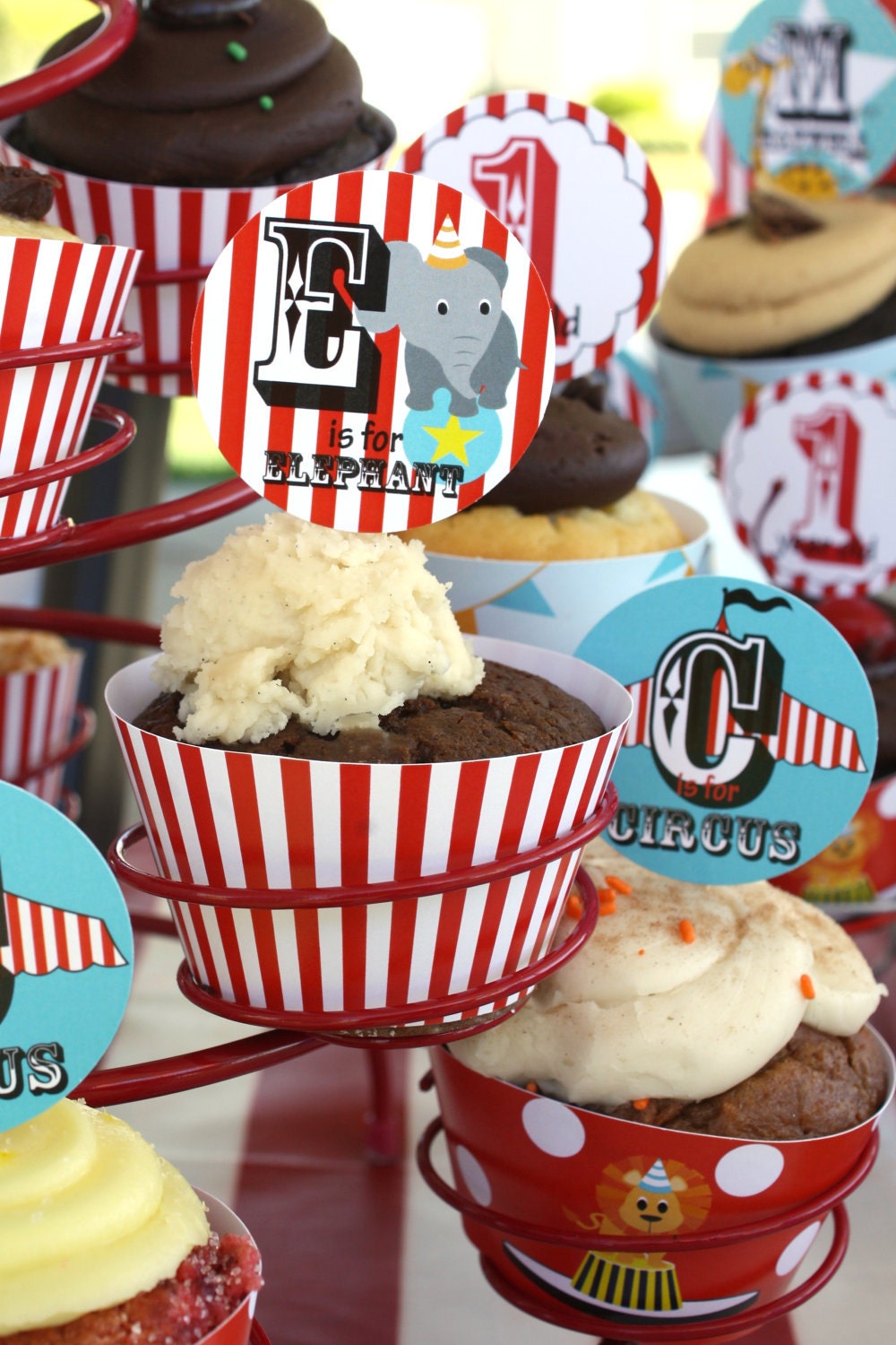 Birthday Party Circus/ Carnival Custom Cupcake Wrappers- Printable DIY