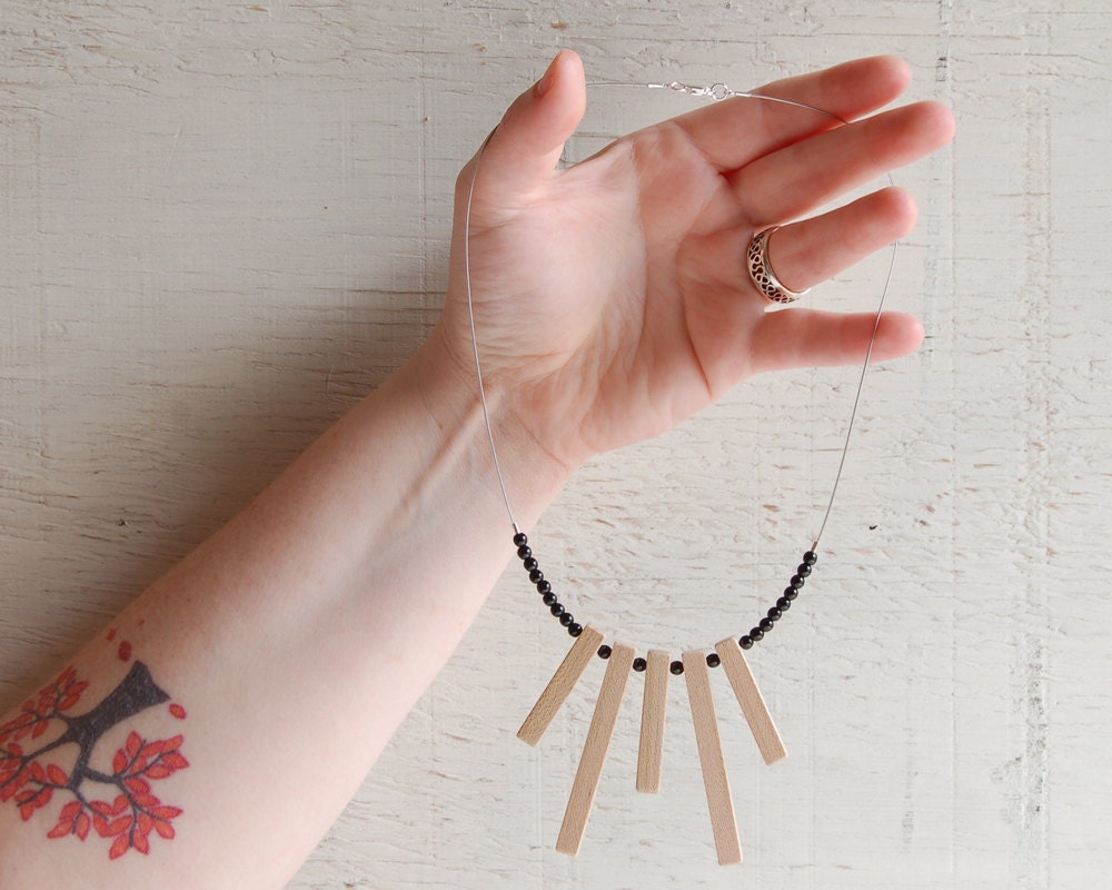 Wood Necklace // Reclaimed Maple Beads // One of a Kind