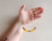 Wood Necklace // Reclaimed Oak Beads and Vintage Glass // One of a Kind