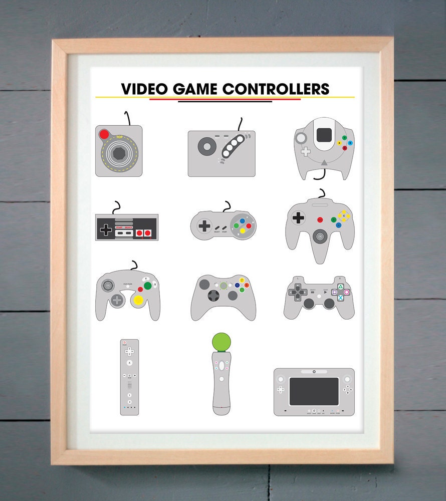 Video Game Controllers ART PRINT 16x20 inches (41 X 51 cm) - thepixelprince