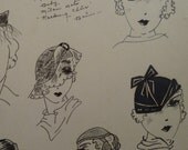 20's Fashion Drawing Hat Veil Folk Art Outsider Painting